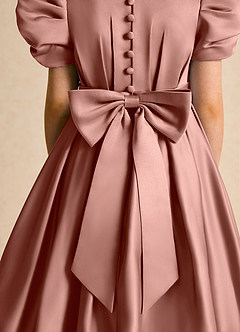 Azazie Miriam Flower Girl Dresses Cedar Rose Ball-Gown Pleated Matte Satin Dress image9