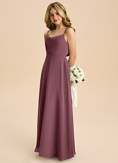 Azazie Shale Junior Sangria A-Line Bow Chiffon Dress image6