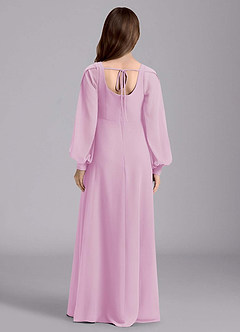 Azazie Bondi Junior Candy Pink A-Line Blouson Chiffon Dress image2