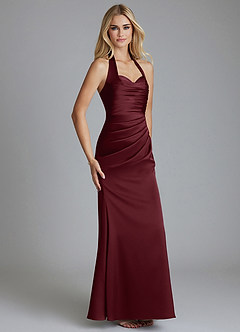 Azazie Minnow Vente finale Robe Sirène en Satin extensible Encolure en Forme de Cœur Black image1