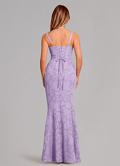 Azazie Aubrey Jurken voor bruidsmeisjes Jurk van Bloemen Burn-out met Zeemeermin Boog Lila image5