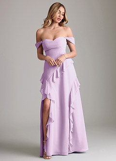 Azazie Sloane Bridesmaid Dresses Frosted Lilac A-Line Sweetheart Neckline Chiffon Dress image4