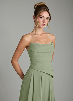 Azazie Gabriela Bridesmaid Dresses Pistachio A-Line Corset Chiffon Dress image10