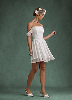 Azazie Rosemary Abiti da Sposa Abito A-Line in Floral Burnout Spalle Scoperte Bianco Diamante image4