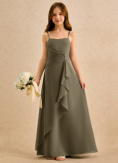 Azazie lolly Girls Formal Blumenmädchenkleider A-Linie Plissee Chiffon Kleid Weidengrün image3