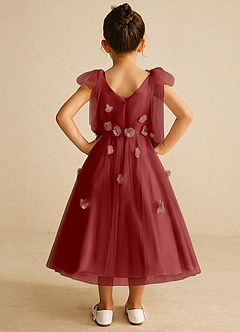 Azazie Minia Flower Girl Dresses Rust A-Line Bow Matte Satin Dress image6