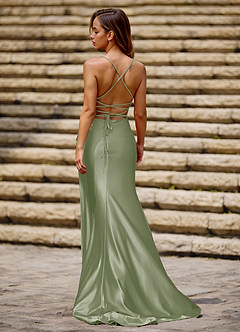 Luminous Menta Verde Abito da ballo in raso a colonna image2