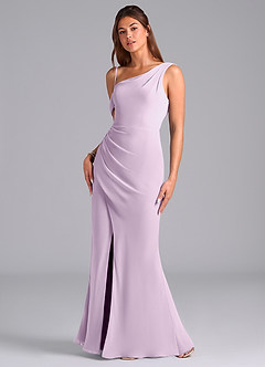 Azazie Madelyn Bridesmaid Dresses Frosted Lilac Mermaid One Shoulder Chiffon Convertible Dress image5