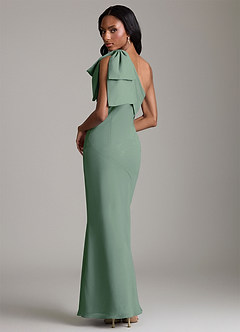 Azazie Yuanna Bridesmaid Dresses Eucalyptus Mermaid One Shoulder Chiffon Dress image2