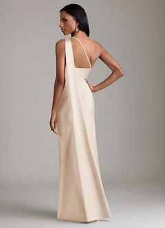 Azazie Galinda Brudtärnklänningar Klä av Sjöjungfru i Stretch Satin Ena axeln Vit Alabaster image6