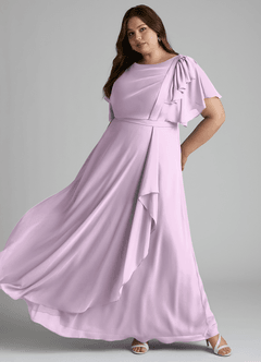 Azazie Aaliyah Modest brudtärna klänningar Klänning A-Line Utsvängd Golvlängd Chiffong image8
