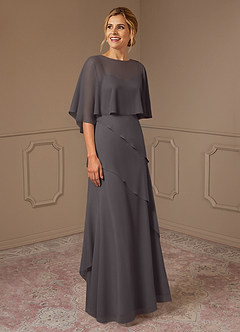 Azazie Bowie Mother of the Bride Dresses Steel Grey A-Line Chiffon Dress image2