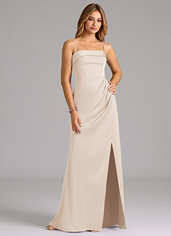 Azazie Aretha Bridesmaid Dresses White Alabaster A-Line Strapless Stretch Satin Convertible Dress image6