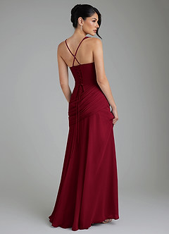 Azazie Toya Bridesmaid Dresses Burgundy Mermaid Corset Chiffon Dress image2