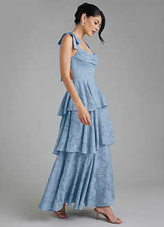 Azazie Jude Bridesmaid Dresses Powder Blue A-Line Sweetheart Neckline Floral Burnout Dress image8