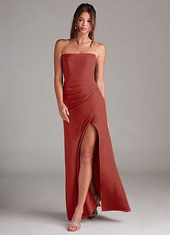 Azazie Leonis Bridesmaid Dresses Terracotta Sheath Strapless Chiffon Convertible Dress image7