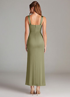 Azazie Denice Brautjungfernkleider Etui Plissee Stretch-Satin Kleid Pistazie image2