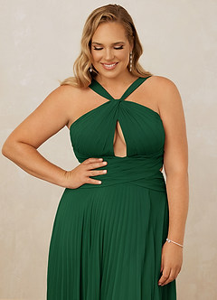 Christian Siriano Bridal for Azazie 1009 Bridesmaid Dresses Dark Green A-Line Pleated Chiffon Dress image13