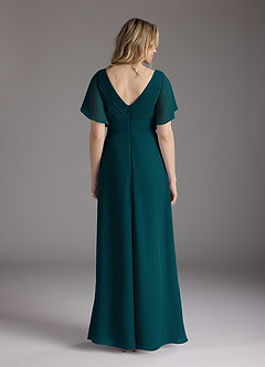 Azazie Alessa Mother of the Bride Dresses Pine A-Line V-Neck Pleated Chiffon Dress image6