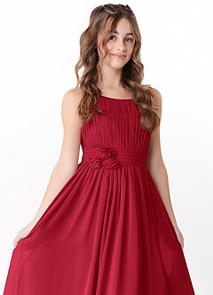 Azazie Astrid Junior Scarlet A-Line Floral Chiffon Dress image1