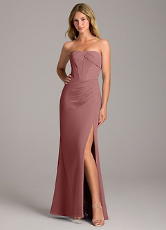 Azazie Chantel Bridesmaid Dresses Desert Rose Sheath Strapless Chiffon Convertible Dress image3