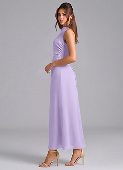 Azazie Evadne Vestidos de damas de honor Vestido de Lila de Gasa de Corte Recto con Plisado image5