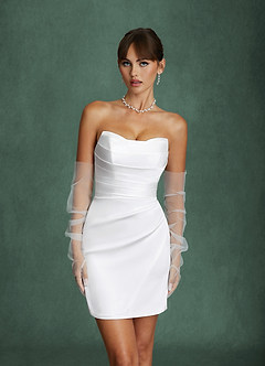 Azazie Erica Wedding Dresses Diamond White Sheath Stretch Satin Dress image6