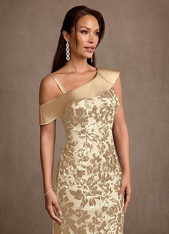 Azazie Colbie vestidos de madre de la novia Vestido Champán de Lentejuelas de Corte Recto image4