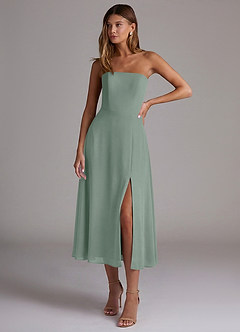 Azazie Wren Bridesmaid Dresses Silver Sage A-Line Strapless Chiffon Dress image1