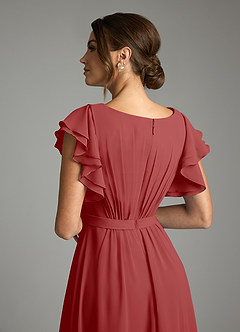 Azazie Daphne Modest Bridesmaid Dresses A-Line Ruffled Chiffon Floor-Length Dress image6