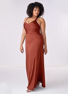 Barbie ♥ Azazie Bridesmaid Dresses Criss Cross Strap Stretch Satin Sheath Dress image9