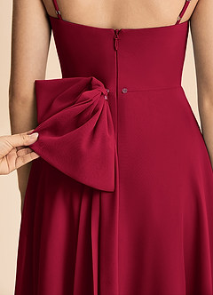 Azazie Bear Junior Burgundy A-Line Pleated Chiffon Dress image6