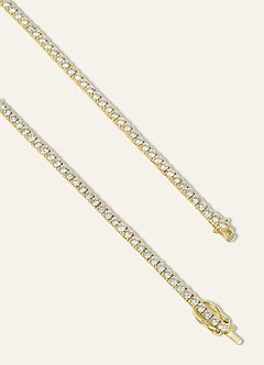 front 14K Gold Plated Zirconia Tennis Necklace