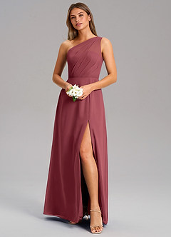 Azazie Phaedra Brautjungfernkleider A-Linie One-Shoulder Chiffon Kleid Merlot image4