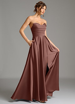 Azazie Ayla Vestidos de damas de honor Vestido de Expresado de Satén Elástico de Corte en A con Corsé image6