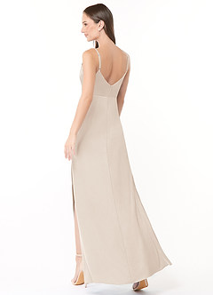 Azazie Esmee Final Sale White Alabaster A-Line Pleated Stretch Satin Dress image4
