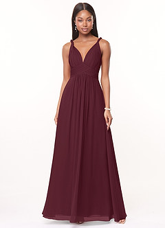 Azazie Maren Bridesmaid Dresses Cabernet A-Line Pleated Chiffon Dress image1