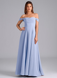 Azazie Almina Bridesmaid Dresses Ice A-Line Off the Shoulder Chiffon Convertible Dress image1