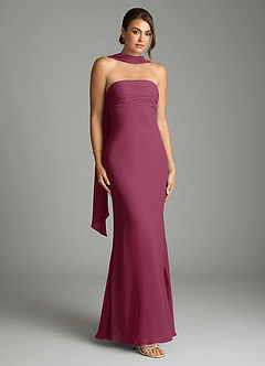 Azazie Saylor Bridesmaid Dresses Mulberry Mermaid Strapless Chiffon Dress image1