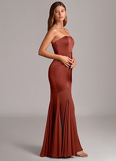 Azazie Uma Bridesmaid Dresses Terracotta Mermaid Strapless Chiffon Convertible Dress image4