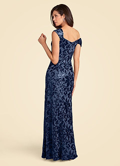 Azazie Odessia Mother of the Bride Dresses Dark Navy A-Line Sequins Lace Dress image3
