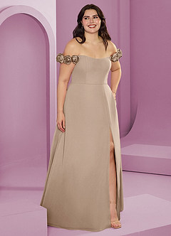 Barbie ♥ Azazie Bridesmaid Dresses Taupe A-Line Off the Shoulder Chiffon Convertible Dress image11