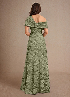 Azazie Milton Mother of the Bride Dresses Pistachio A-Line Pleated Floral Burnout Dress image2