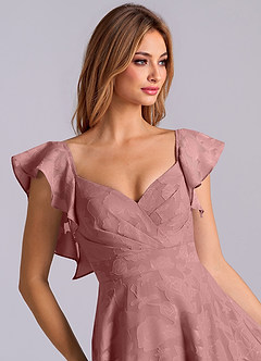 Azazie Leilani Robes de demoiselle d'honneur Robe Trapèze en Blumen-Burnout Encolure en Forme de Cœur Rose Poussiéreuse image7