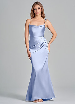 Azazie Olea Bridesmaid Dresses Ice Mermaid Strapless Stretch Satin Convertible Dress image6