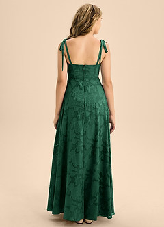 Azazie Rosey Junior Dark Green A-Line Sweetheart Neckline Floral Burnout Dress image2