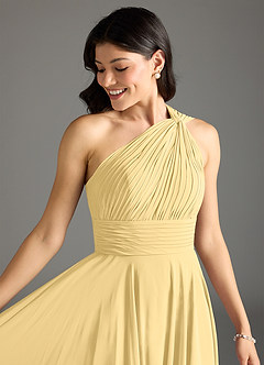 Azazie Charlize Brautjungfernkleider A-Linie One-Shoulder Chiffon Kleid Butter image5