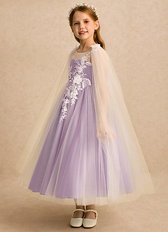 Azazie Amina vestidos de niña de las flores Vestido Marfil Wisteria de Tul de Línea A con Encaje image5