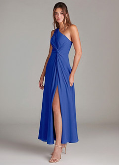 Azazie Brooke Brautjungfernkleider A-Linie One-Shoulder Chiffon Kleid Königsblau image3