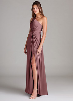 Azazie Brooke Bridesmaid Dresses Vintage Mauve A-Line One Shoulder Stretch Satin Dress image5